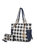 Yale Checkered Tote Handbag With Wallet - Navy