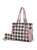 Yale Checkered Tote Handbag With Wallet - Pink
