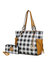 Yale Checkered Tote Handbag With Wallet - Yellow