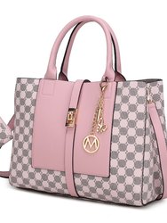 Yanis Circular Print Satchel Bag with Wallet - 2 pieces - Pink