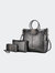 Zori Vegan Leather Women’s Tote Bag with Pouch and Wallet -3 Pieces - Pewter