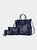 Zori Vegan Leather Women’s Tote Bag with Pouch and Wallet -3 Pieces - Navy