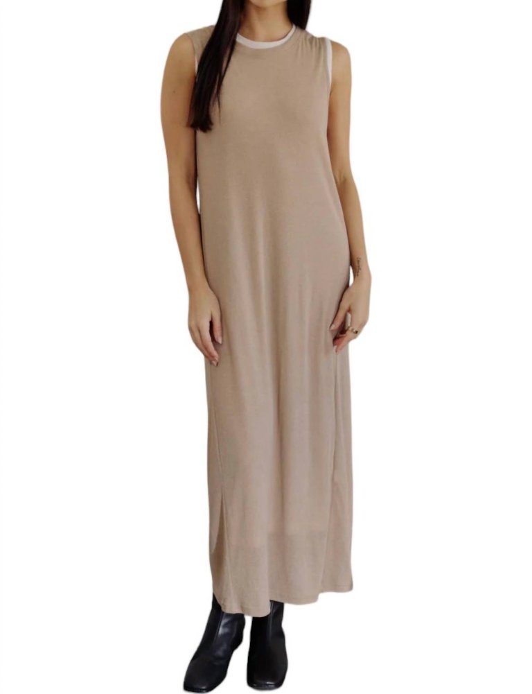 Eunice Dress In Tan - Tan