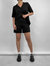 High Rise Knit Shorts In Black - Black