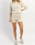 Isadora Knit Top And Lined Short Set In Beige