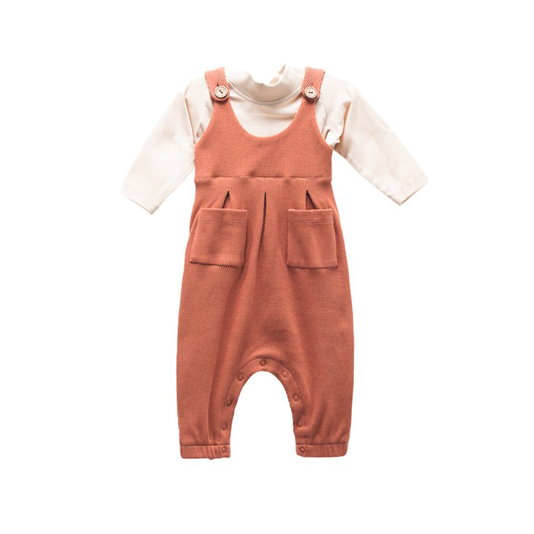 Terra Cotta Overalls Outfit - Orange