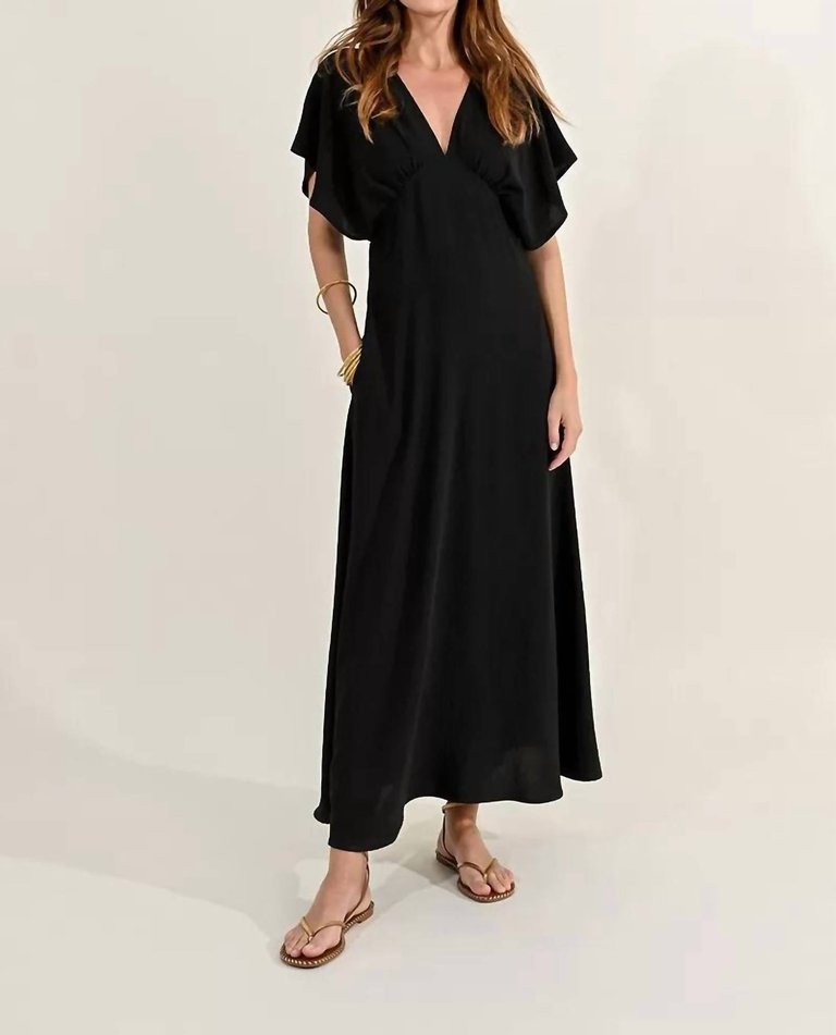 Cap Shoulder Dress In Black - Black