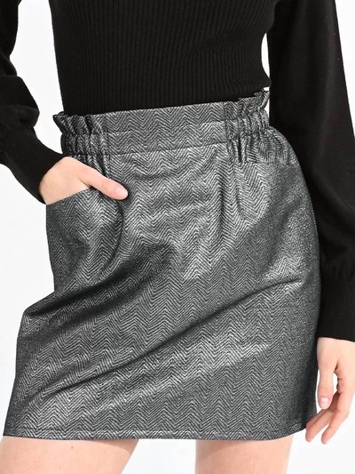 MOLLY BRACKEN Iridescent Herringbone Mini Skirt In Silver product