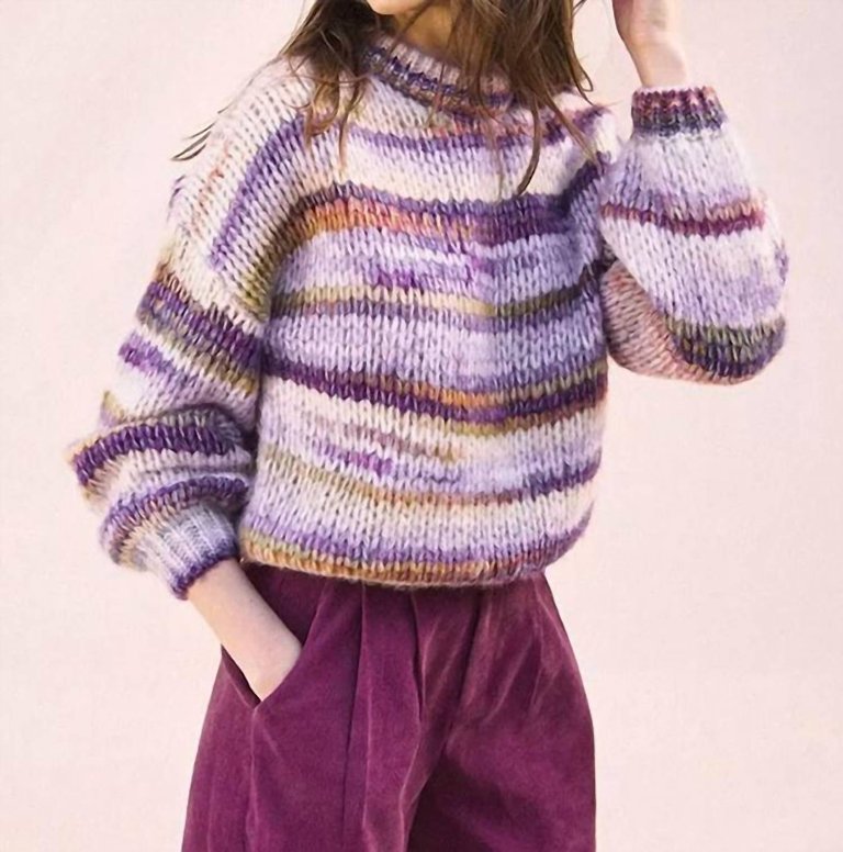 Ladies Baily Purple Chunky Knit Sweater In Purple Multi