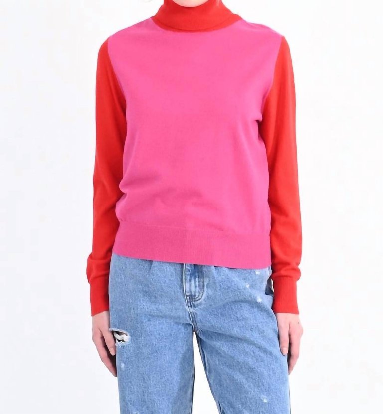 Living Out Loud Sweater In Pink/Red - Pink/Red