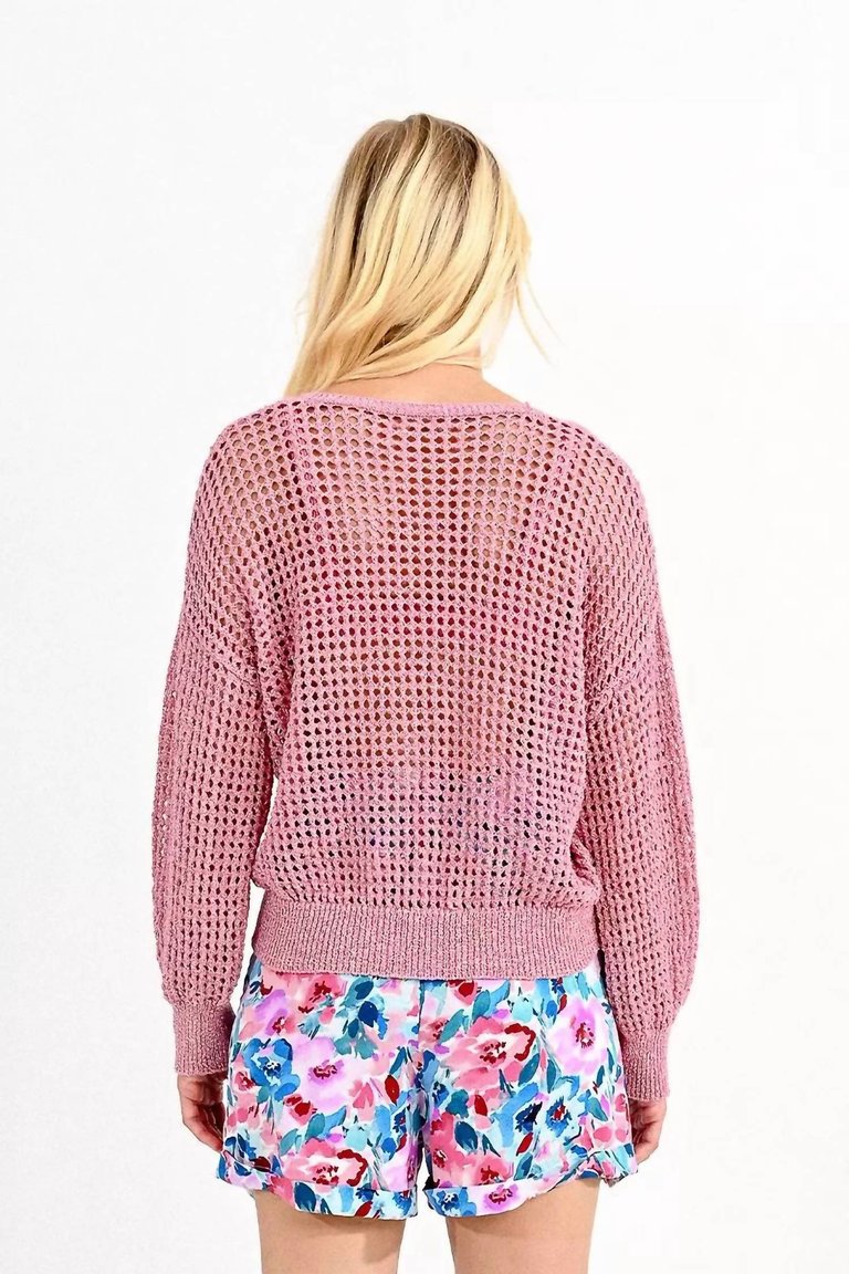 Loose Openwork Sweater In Pink