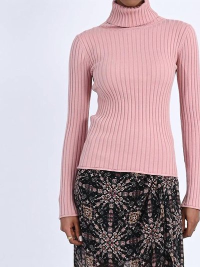 MOLLY BRACKEN Ribbed Turtleneck Sweater In Pink product