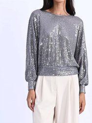 Sequin Open Back Sweater - Silver Grey