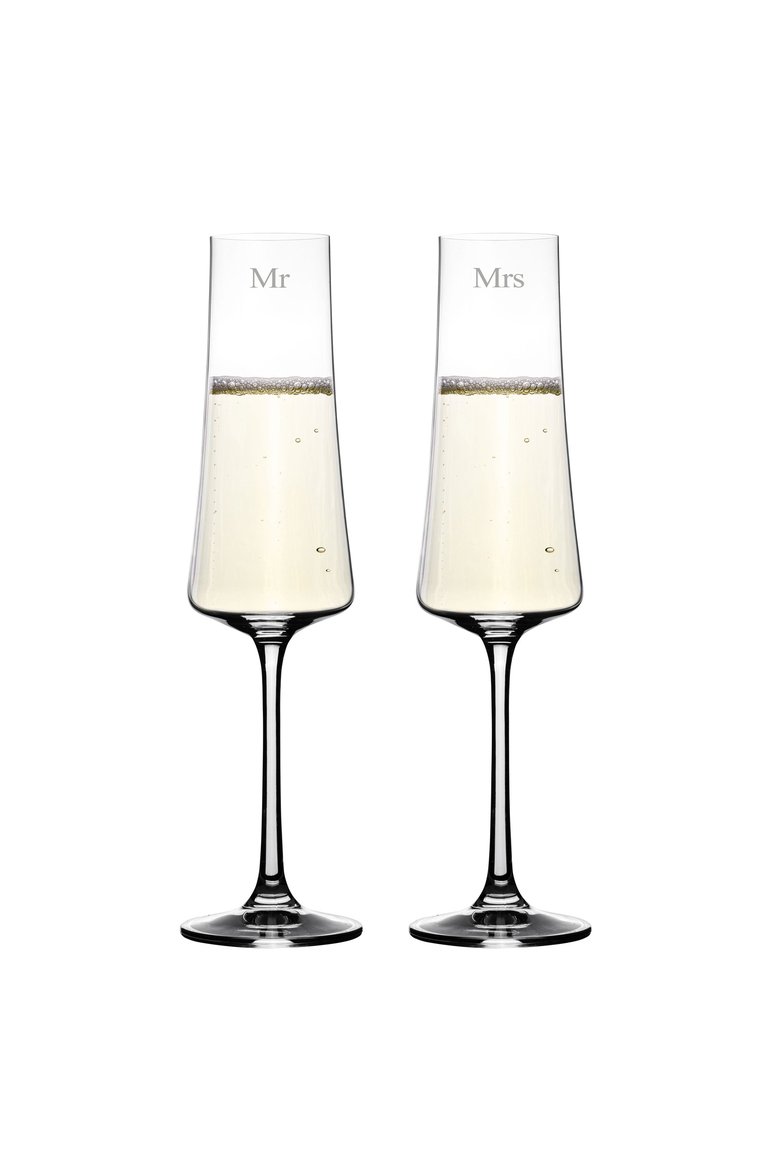 Mr & Mrs - Crystal Champagne Flutes