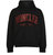 Hooded With Red Glitter Logo Pullover Cotton Sweatshirt - Black