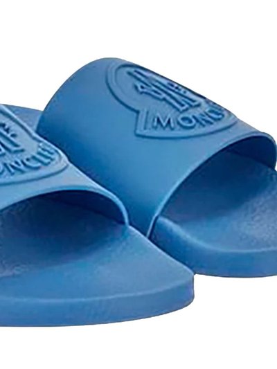 Moncler Men's Footwear Basile Blue Tonal Logo Rubber Slides product