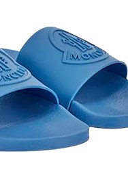 Men's Footwear Basile Blue Tonal Logo Rubber Slides - Blue