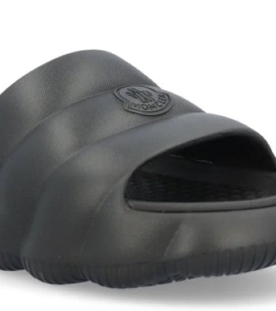 Moncler Men's Footwear Lilo Black Crafted Logo Rubber Slides product