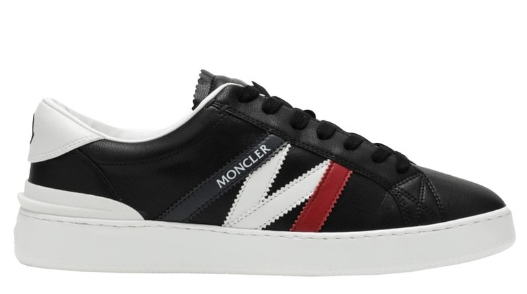 Men's Monaco M Black Leather Logo Lace Up Sneakers - Multicolor