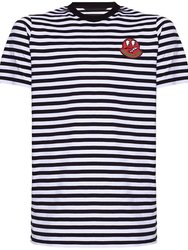 Striped Logo Patch T- Shirt - Black/White