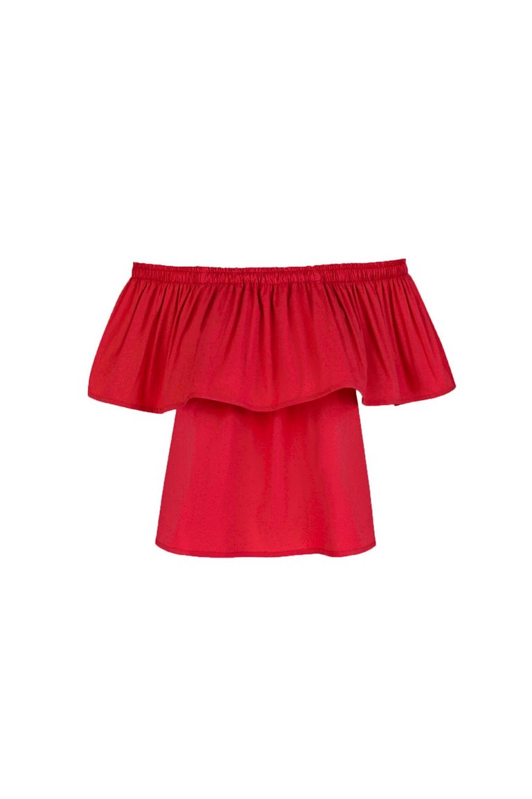 Carmen Off Shoulder Blouse In Red - Red