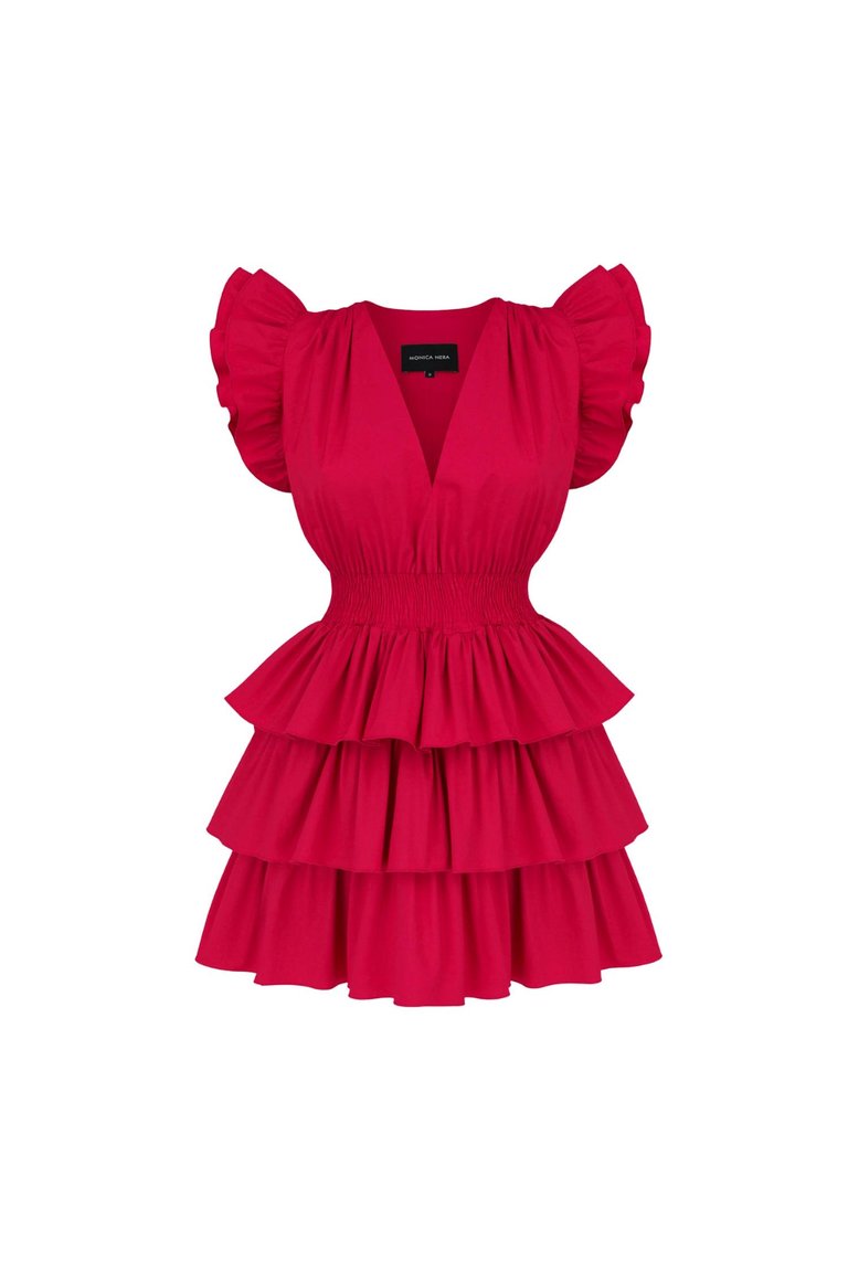 Cathy Mini Dress In Cherry Red - Cherry Red