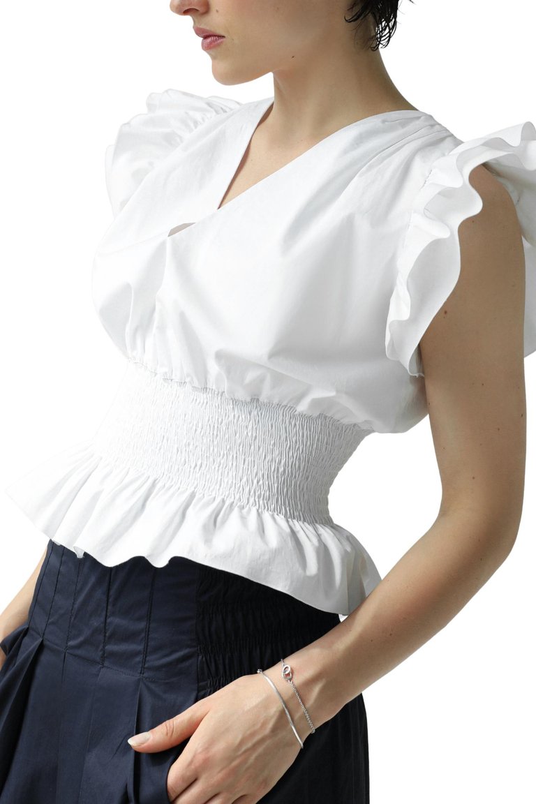 Cathy Smocked Blouse In White