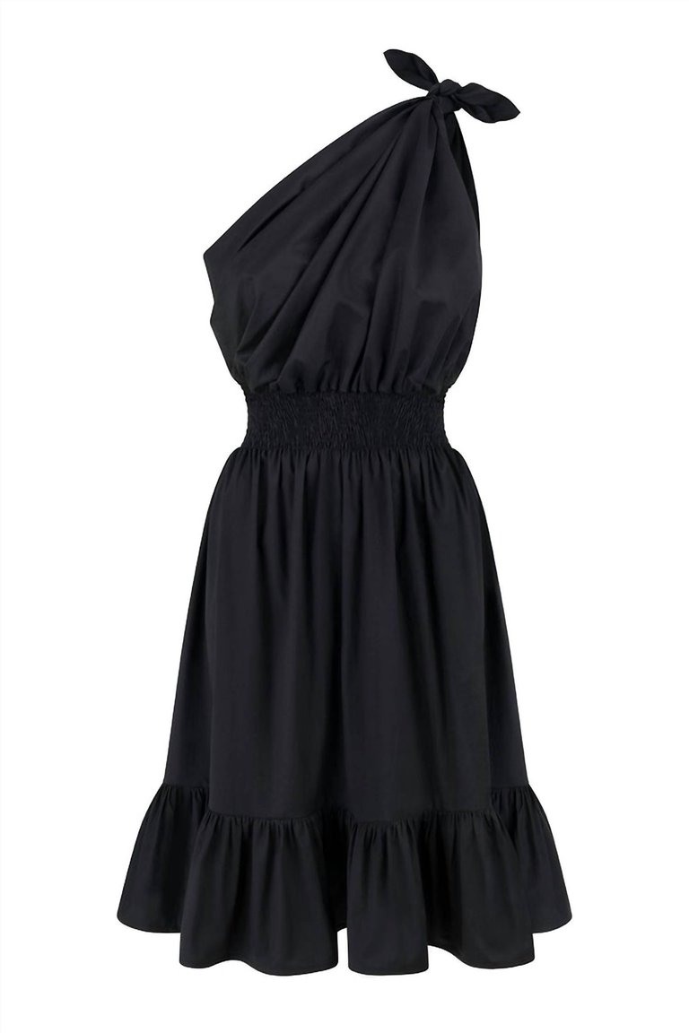 Demi Midi Silk Dress In Black - Black