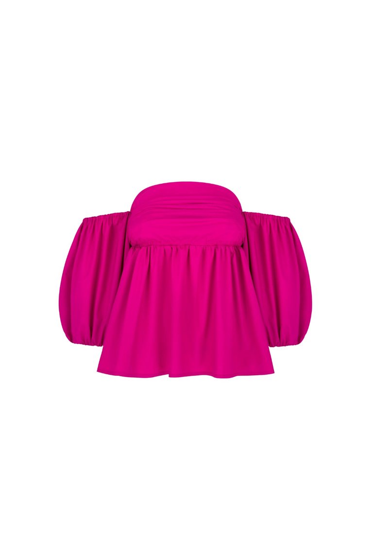 Nicole Off Shoulder Cotton Blouse Top In Rosa Pink - Rosa Pink