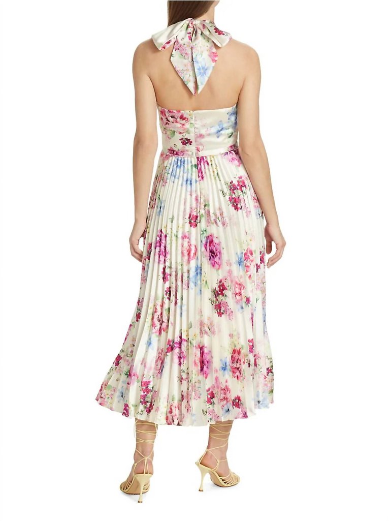 Floral Hammered Satin Midi-Dress