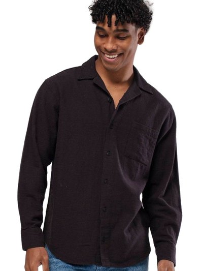 Monique Linen Button Down Long Sleeve Shirt - Black product
