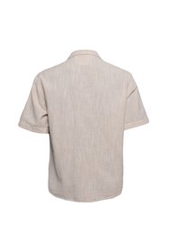 Linen Button Down Short Sleeve Shirt - Beige