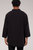 Linen Mandarin Neck 3/4 Sleeve Button Down Asymmetric Shirt-  Black