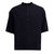 Linen Mandarin Neck Half Button Short Sleeve Shirt - Black