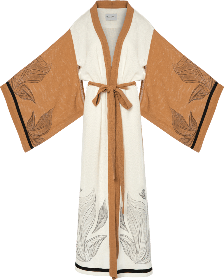 Sanchi Kimono - White/Sand Beige