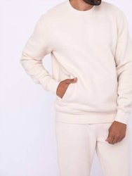Fleece-Lined Sweatshirt With Zip Pockets - Beige