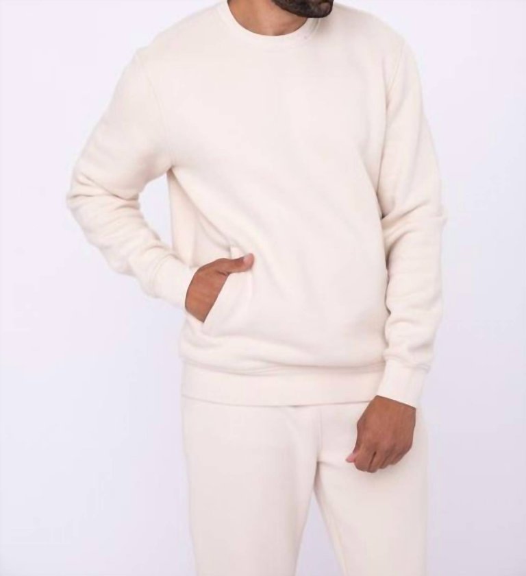 Fleece-Lined Sweatshirt With Zip Pockets - Beige