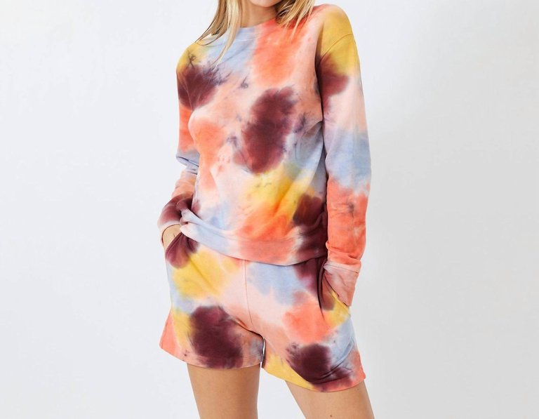 Coral Reef Tie Dye Boyfriend Sweatshirt In Multi - Multi