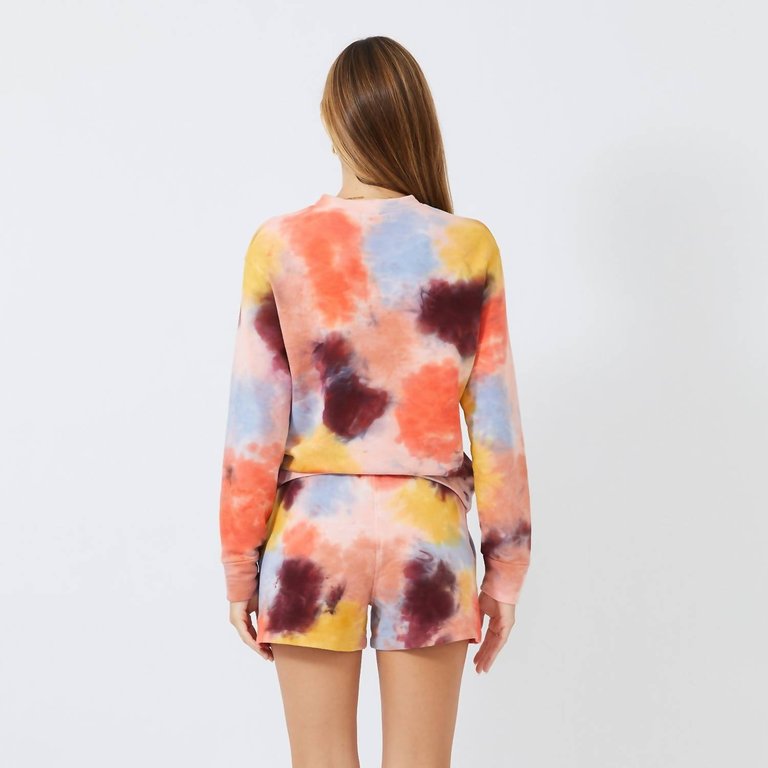 Coral Reef Tie Dye Boyfriend Sweatshirt In Multi