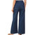 Cotton Twill Wide Leg Trousers In Dark Denim