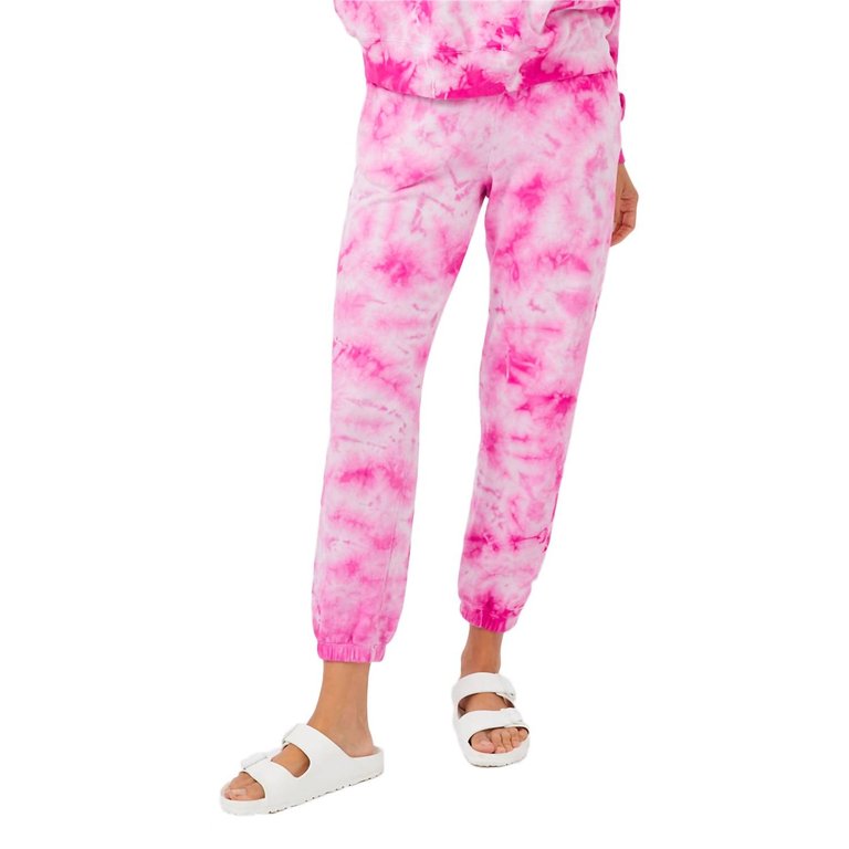 Crystal Tie Dye Boyfriend Sweats In Fuchsia Tie Dye - Fuchsia Tie Dye