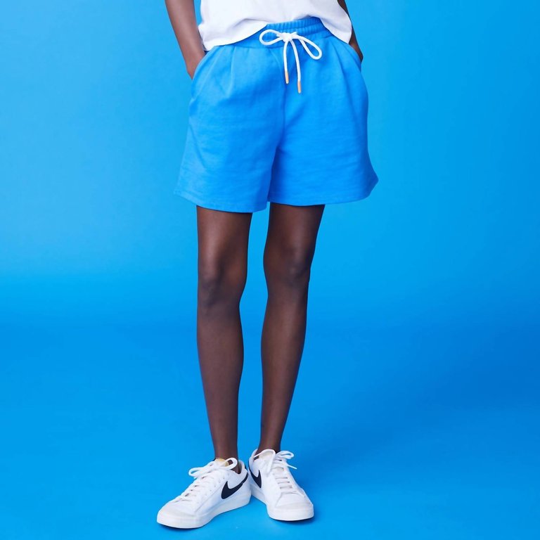 Flared Sweat Short In Cerulean - Cerulean