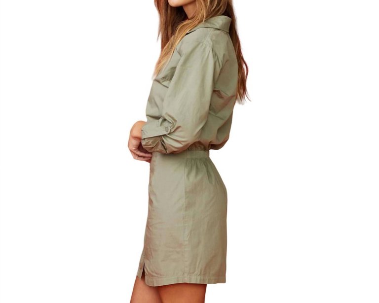 Poplin Shirt Dress In Laurel Green