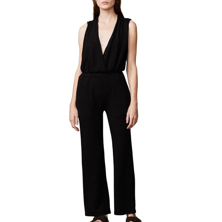 Supersoft 70's Jumpsuit In Black - Black