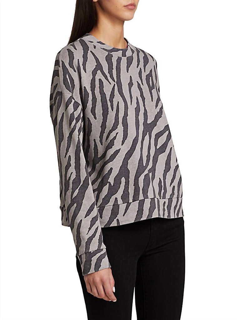 Zebra Boxy Sweatshirt In Grey