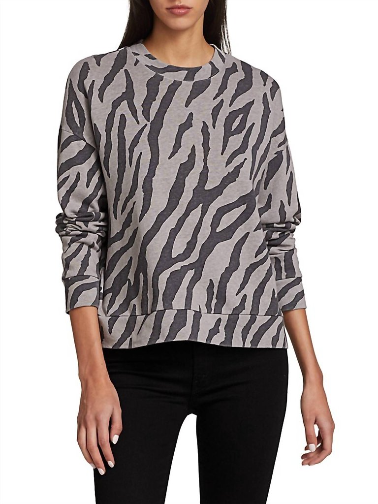 Zebra Boxy Sweatshirt In Grey - Grey