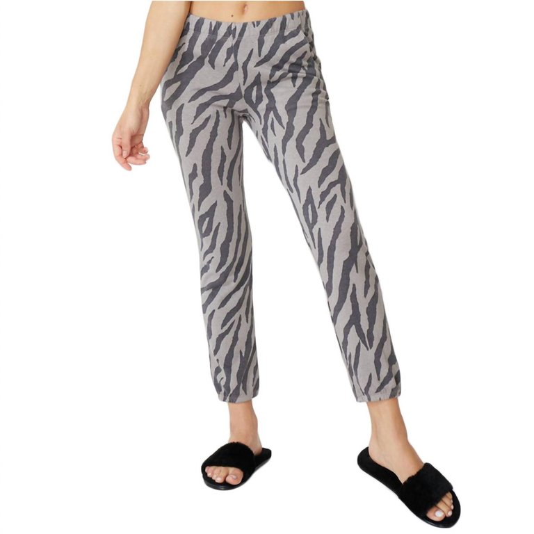 Zebra Jogger Sweatpants In Grey Combo - Grey Combo