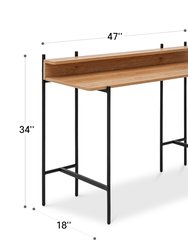 Querencia 34"H Study / Writing Desk With Acacia Top And Steel Legs