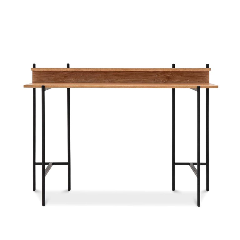 Querencia 34"H Study / Writing Desk With Acacia Top And Steel Legs - Acacia