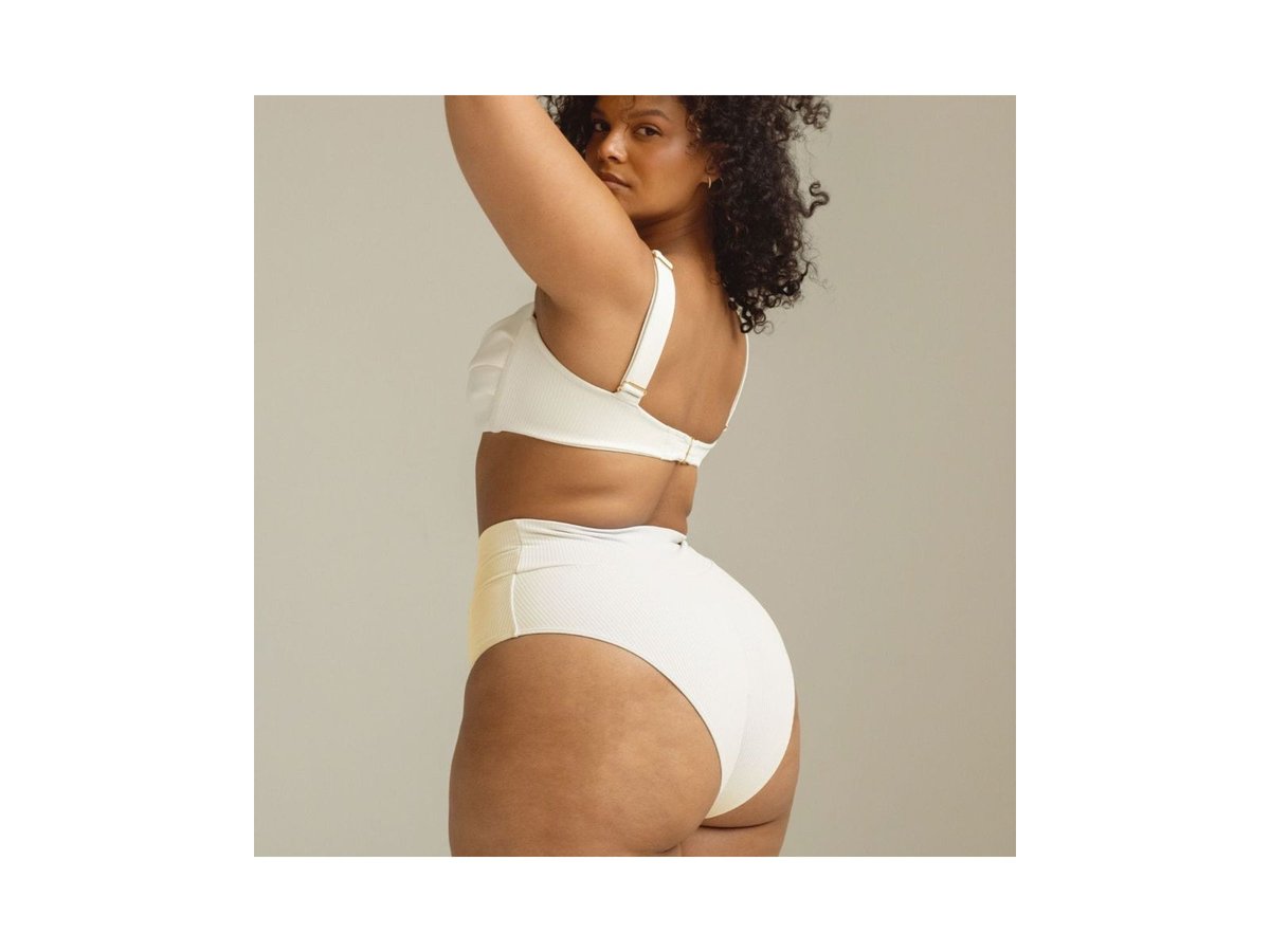 Cream Rib High Rise Bikini Bottom